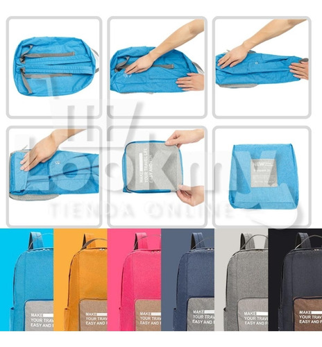 Imagen 7 de 10 de Mochila Plegable Organizador Viaje Impermeable Equipaje Mano