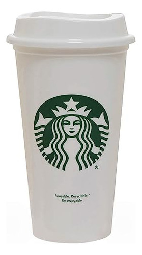 Starbucks Taza De Viaje Reutilizable Blanca Grande Mediano, 