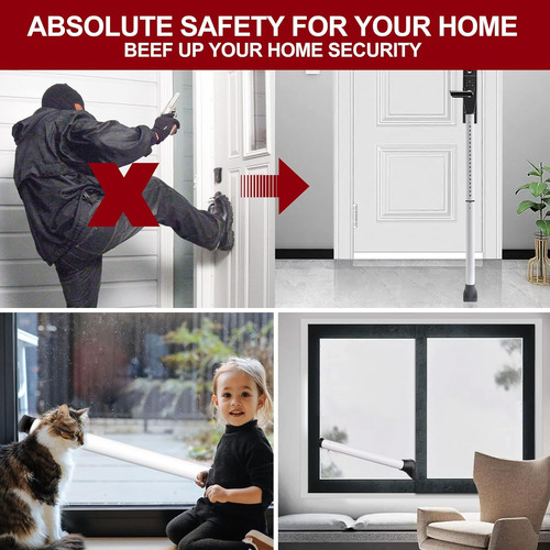 Barra De Seguridad Ajustable Para Puertas Y Patios Blanco