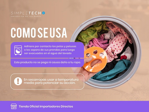 Imagen 3 de 6 de Quita Pelos Pelusas Ropa De Mascotas X4u Lavarropas