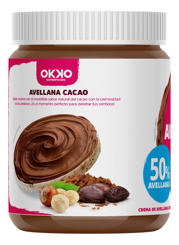 Crema De Avellana En Tarro Con Cacao 368 G Okko