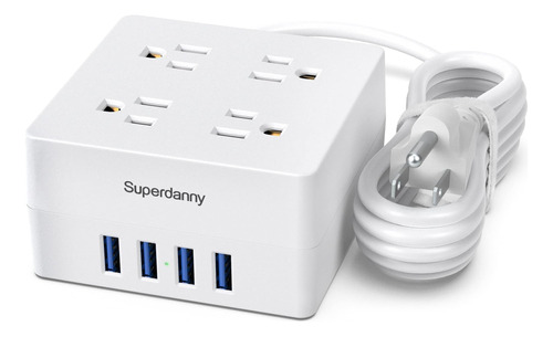 Enchufe Inteligente Marca Superdanny/3 Tomas/4usb/5ft/blanco