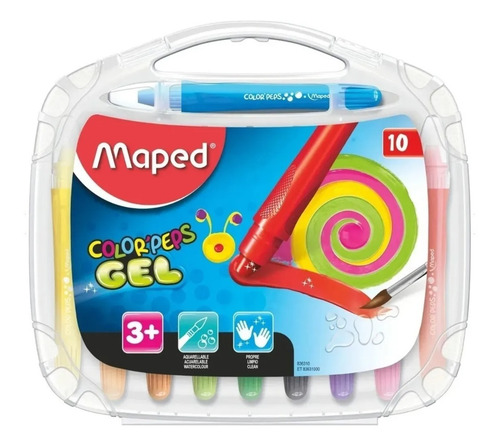 Imagen 1 de 5 de Set De Crayones Gel Lavables Acuarelable X10 Maped 836310