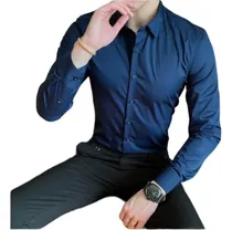 Comprar Camisas Slim Fit Alicrado De Hombre, Camisas Strech Elegante