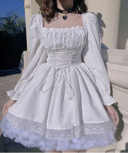 Bonito Vestido De Princesa Blanco De Ar Lolita, Elegantes Ve