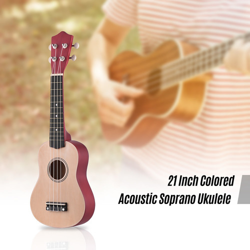 Ukelele Soprano Acústico De 21 Pulgadas, Kit De Ukelele Par