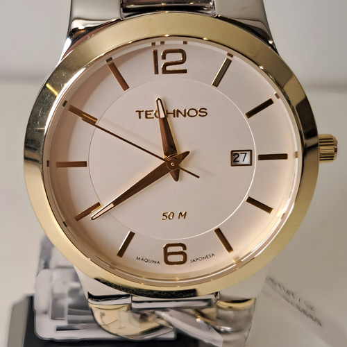 Relógio Technos Feminino Unique Bicolor - 2115twt/1k Bisel Prata