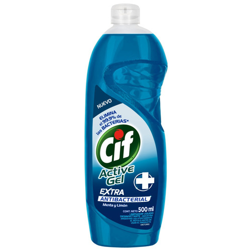 Imagen 1 de 2 de Detergente Cif Active Gel Antibacterial concentrado en botella 500 ml