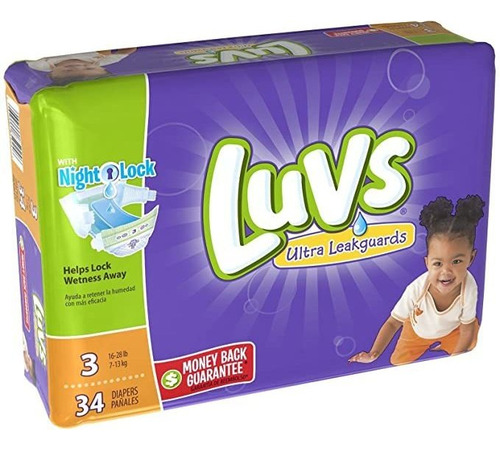 Luvs Ultra Leakguards, Etapa 3 Pañal Desechable, 34 Ct
