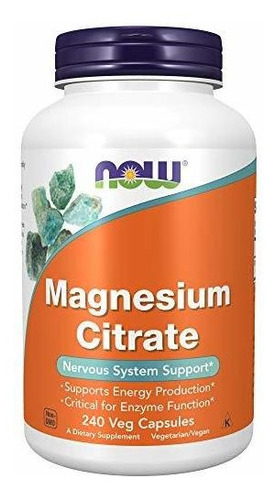 Now Supplements, Magnesium Citrate, 240 Veg Capsules
