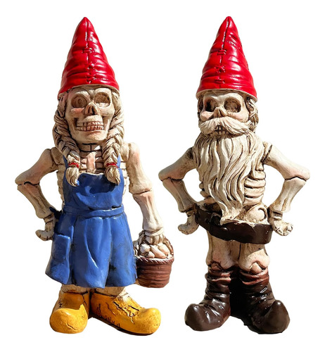 2 Gnomos De Esqueleto De Halloween Masculinos Y Femenin...