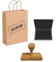 Comprar Carimbo 7x5 Cm Personalizado + Almofada Para Sacola Kraft Tinta Preto Exterior Mel