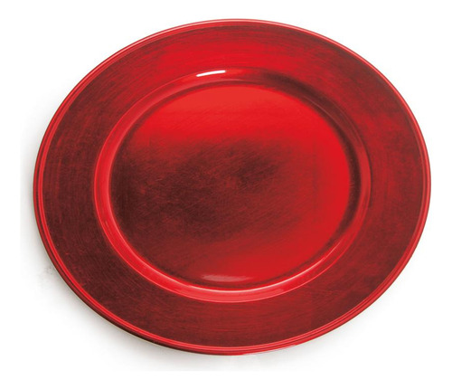 Sousplat Vermelho Redondo Liso Plástico Para Mesa Decorar