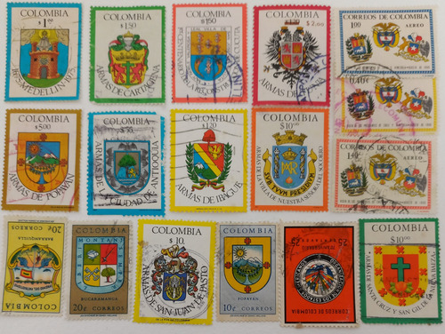 Estampillas Escudo De Armas Por Departamentos Colombianos.