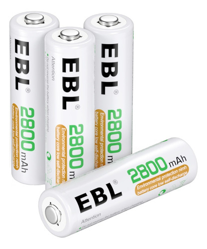 Baterías Recargables Aa Ebl 4 Pilas 2800 Mah Niquel Doblea 