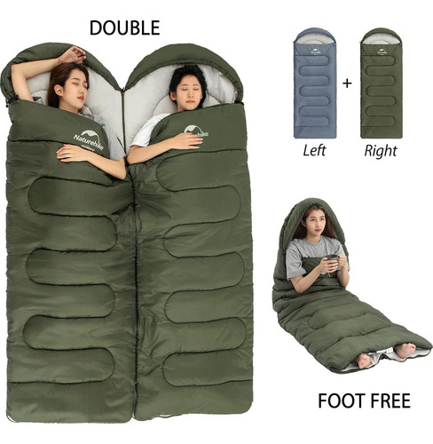 Saco De Dormir Naturehike L 3 Estaciones Impermeable Verde