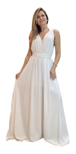 Vestido longo branco de praia 2025
