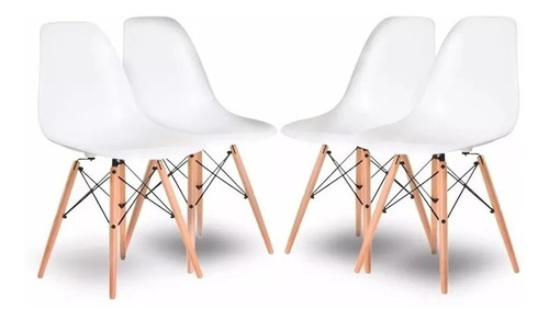 Silla Tulip Eames Comedor Moderna Blanca Negra X4 Unidades