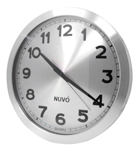 Imagen 1 de 6 de Reloj De Pared Moderno Analogo Plateado Gigante 40 Cm