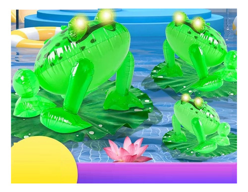 10 Ranas Inflables Luz Led Decoración Alberca Playa Fiesta Verde