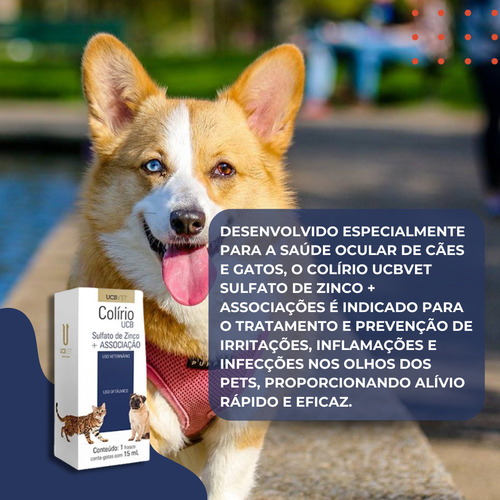 Kit 2 Colírio 15ml Cães Gatos Solução Oftalmológica Ucb Vet
