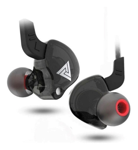 Fone De Ouvido Retorno De Palco Qkz Ak6 C/ Microfone In Ear Cor Preto