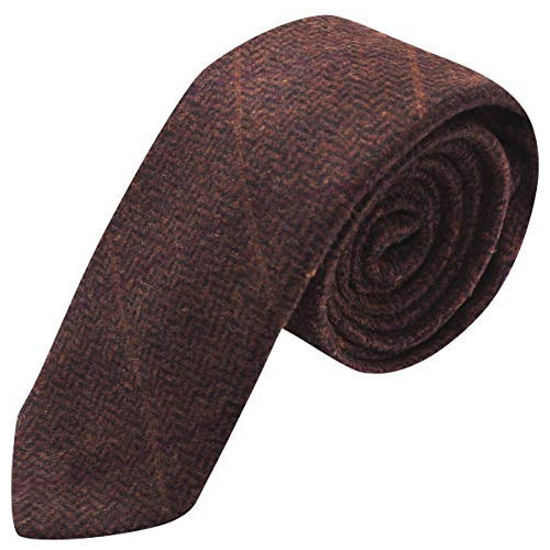 Corbata De Lujo De Caoba A Cuadros En Espiga, De Tweed