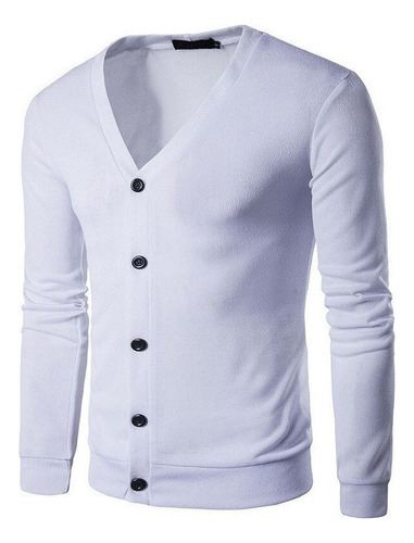 Camisa Slim Casual Hombre, Suéter Cárdigan Negro