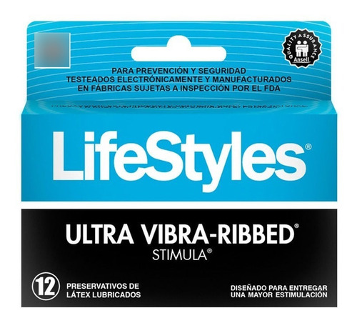 Preservativo Vibra Ribbed (superficie Texturada) Lyfe X12u