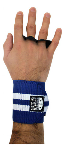 Grip Com Munhequeira Para Cross Funcional Pull Up Cor Azul Tamanho P