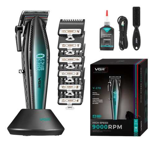 Máquina De Cortar Pelo Pro Vgr V-270 Metal 9000rpm Motor Dc Color Negro Y Verde