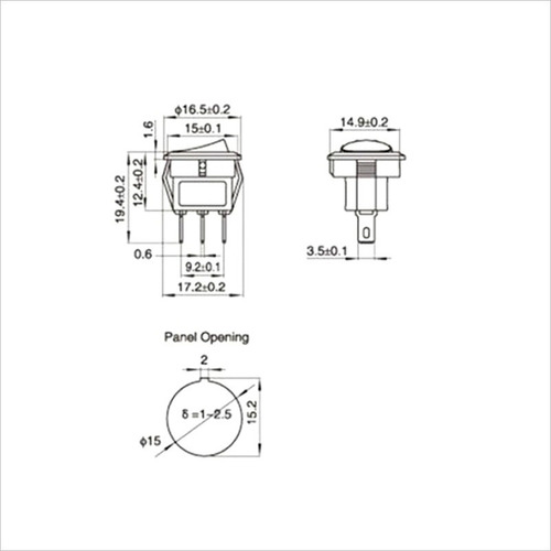 Imagen 2 de 2 de Kit 10 Mini Switch Interruptor Rocker, 15mm, 250v, 3a, Ac