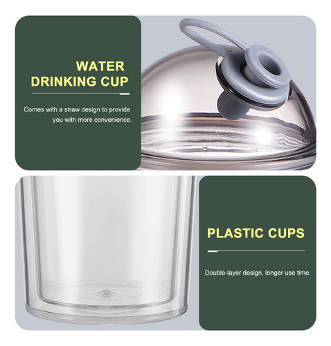 Vaso De Plástico Con Pajita, Vaso De Agua De Dos Pisos, Prác