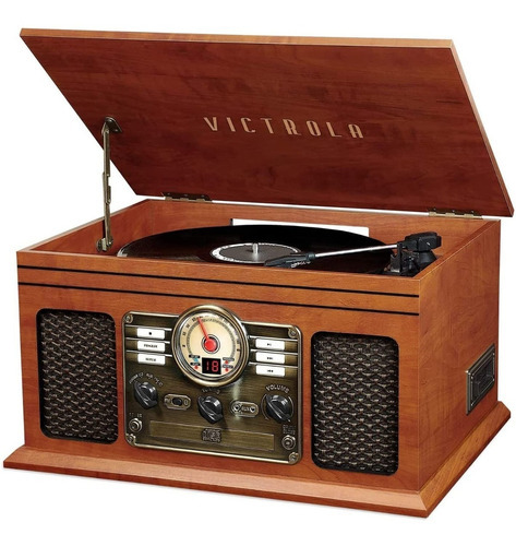 Parlante Tornamesa Victrola Bluetooth Vta-204b-mah Color Marrón