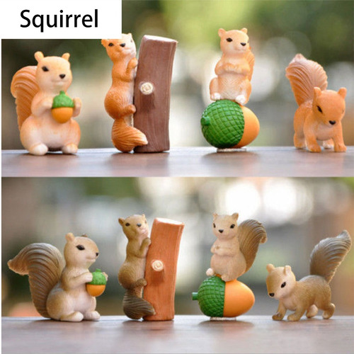 8pcs Mini Ardilla Miniatura Figuritas Decoración De Jardín D