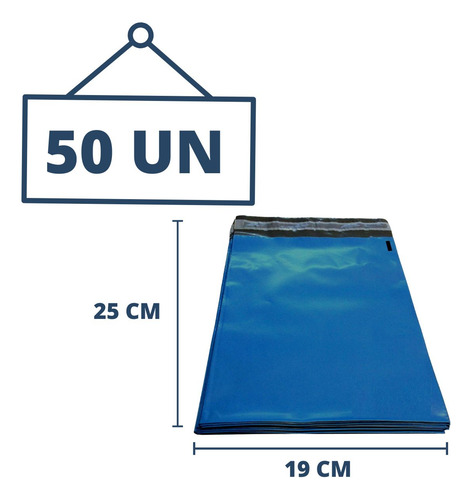 Envelope Plastico Correios Sedex 19x25 50 Azul Lacre