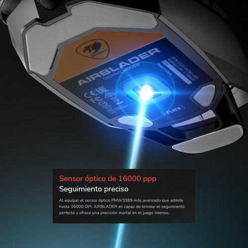 Imagen 8 de 10 de Mouse Gamer Cougar Airblader 16000 Dpi Ultra Ligero Black