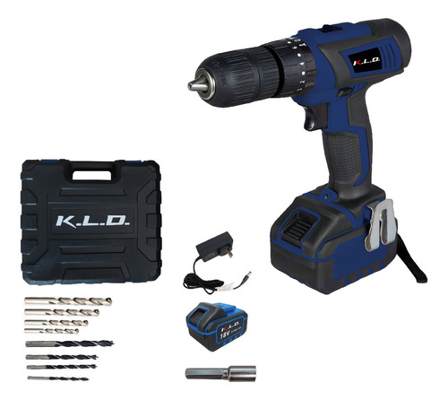 Atornillador Taladro Percutor Inalámbrico Kldtip18k 16 Acces Color Azul Azul