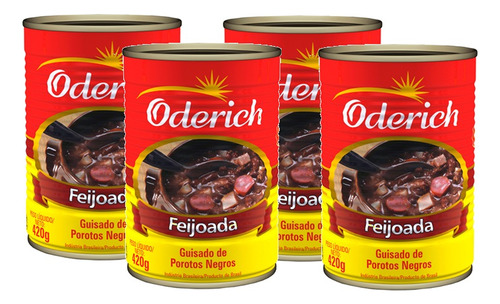 Feijoada Enlatada Oderich 420g - Kit 4 Unidades