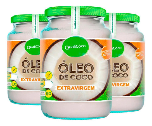 Oleo De Coco Coconut Qualicoco Extra Virgem 500ml (3 Vidros)