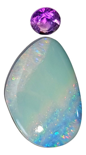 Pedra Opala Natural Azul 5,22 Ct + Pedra Ametista Roxa Nobre