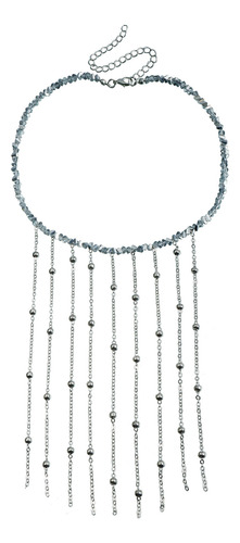 Collar De Cuentas De Cristal Con Espejo Y Borlas De Moda
