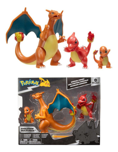 Set Figuras Pokémon Evolución Charmander Original 