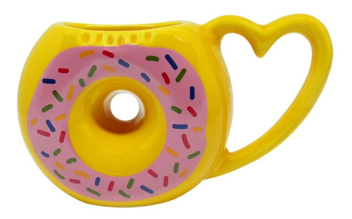 Caneca 300ml Shape 3d Rosquinha Donuts Decoração Divertida Cor Amarela