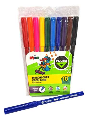 Marcadores Pizzini Mio Escolar Por 10 Colores 