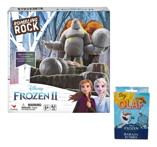 Juego De Mesa De Frozen Rumbling Rock Y Baraja Jumbo Olaf