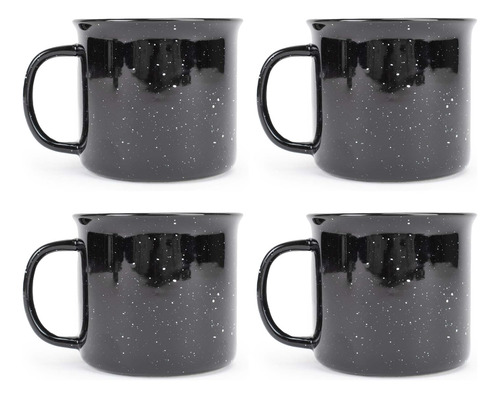 Elanze Speckled Camper Black Juego De 4 Tazas De Café De Cer