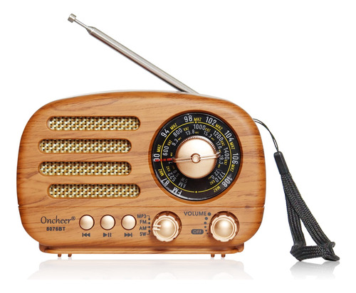 Oncheer Radio Portatil De Decoracion Vintage, Altavoz Blueto