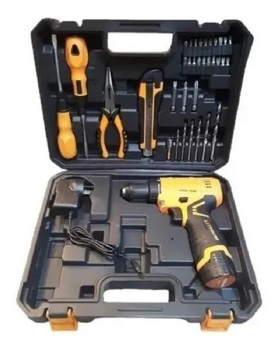 Imagen 3 de 11 de Taladro Atornillador Bateria 12v Lusqtoff + Kit Heramientas