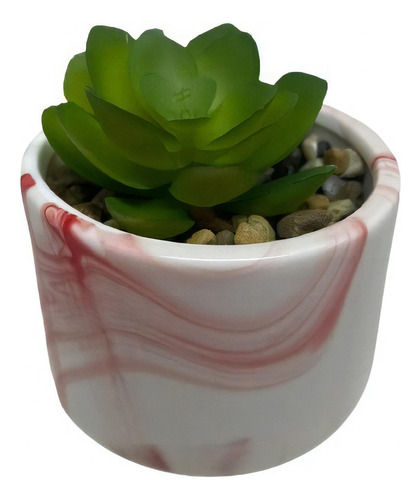 Vaso Decorativo Cachepot Cerâmica Com Planta Artificial Já! Cor Vermelho